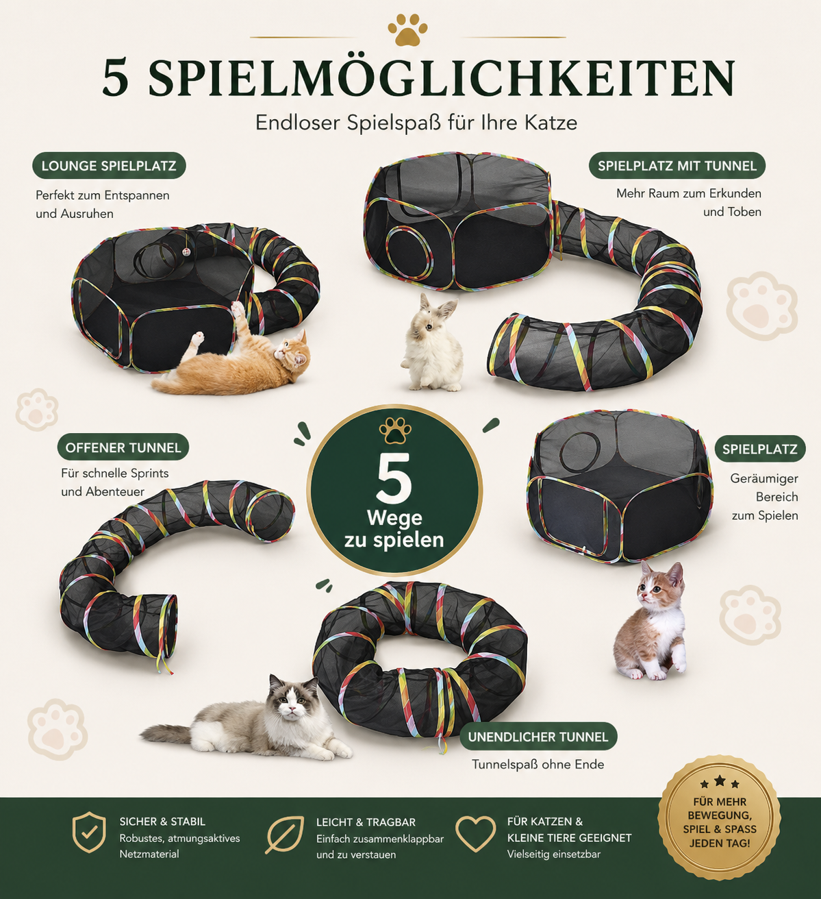 Katzengehege Premium mit Spieltunnel