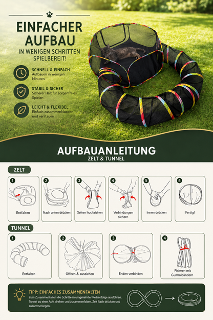 Katzengehege Premium mit Spieltunnel