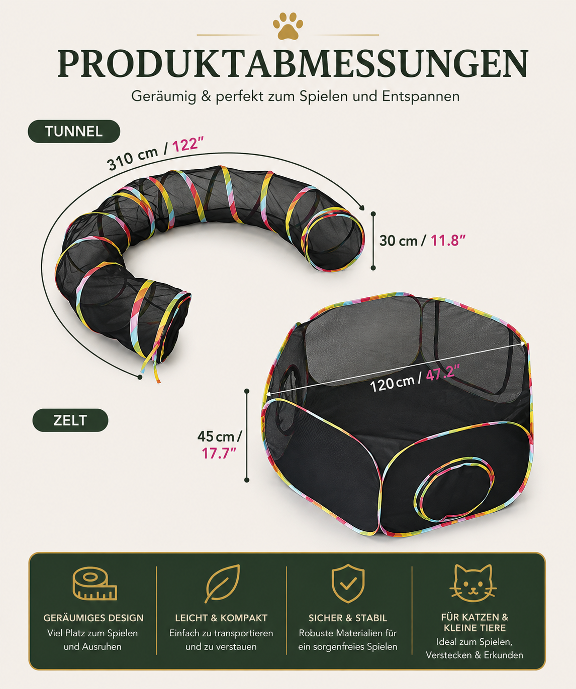 Katzengehege Premium mit Spieltunnel
