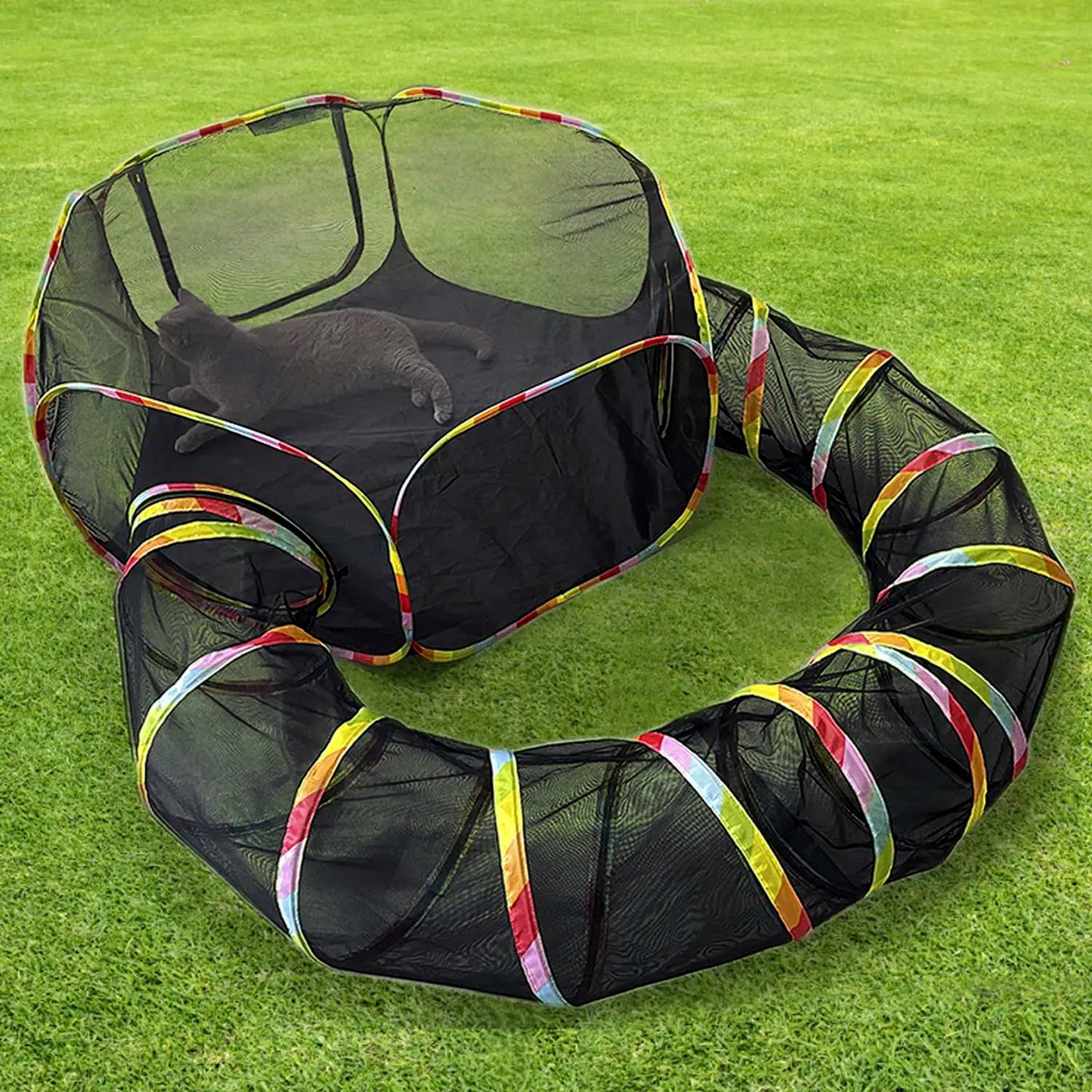 Katzengehege Premium mit Spieltunnel