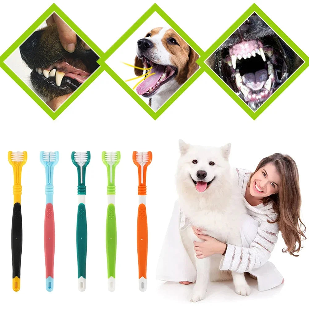 PremiumCare™ Dreiseitige Haustier-Zahnbürste – 360° Zahnpflege für Hunde & Katzen